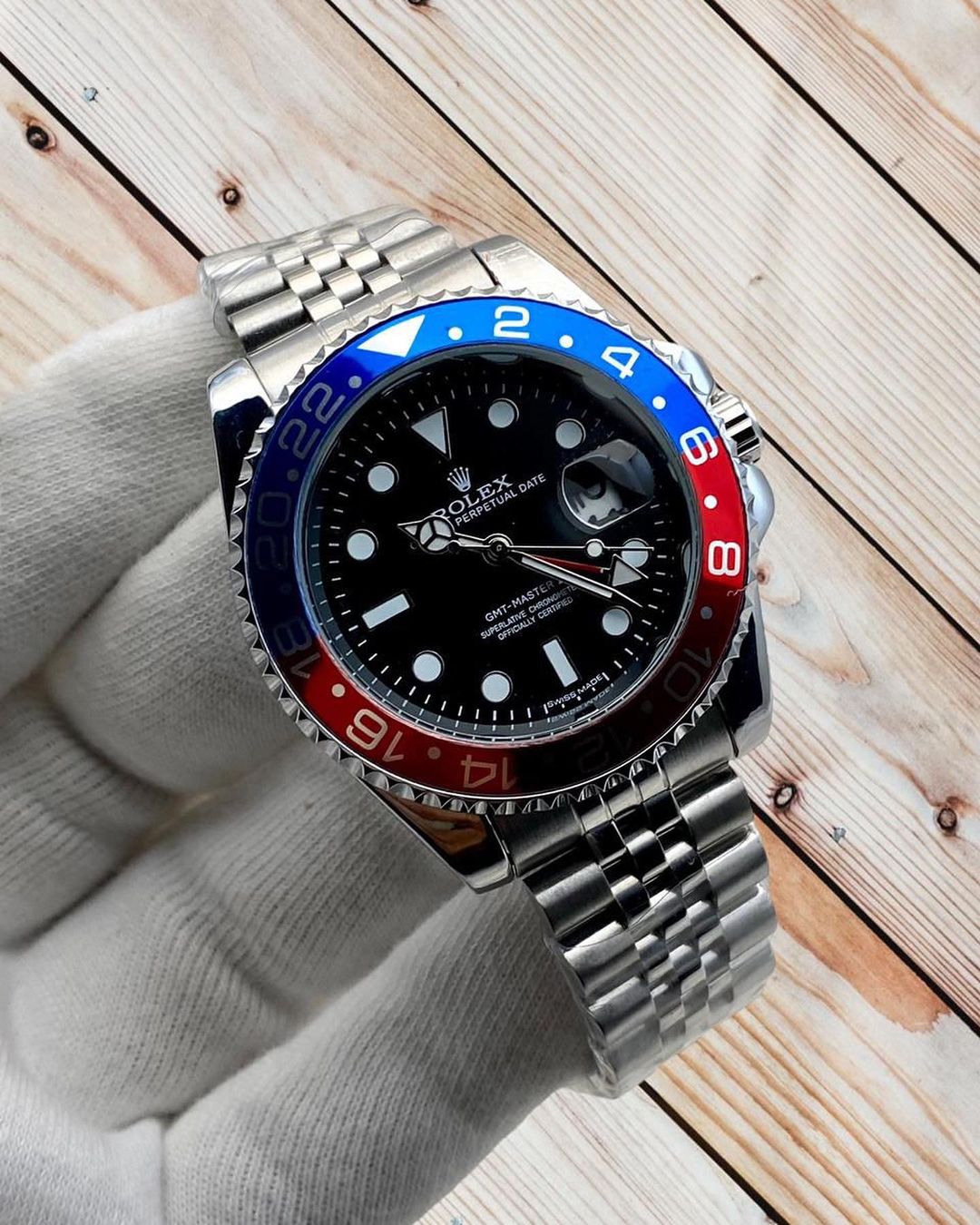 Stainless Steel Rolex Watch With Double Color