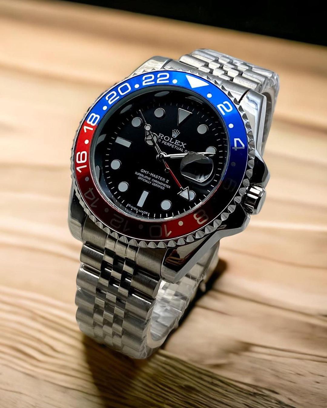 Stainless Steel Rolex Watch With Double Color
