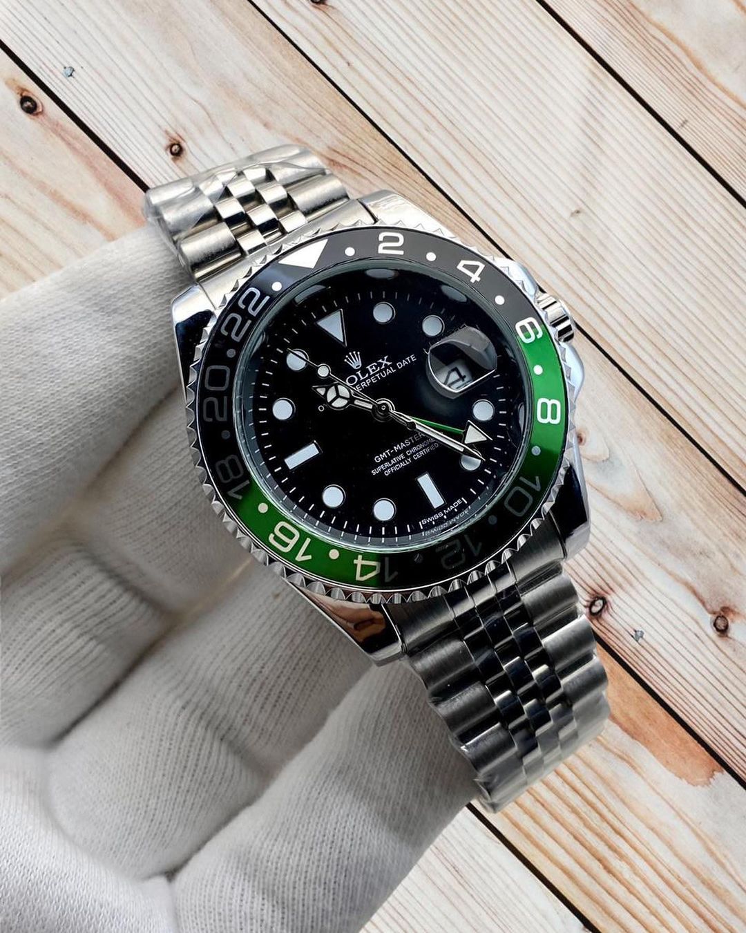 Stainless Steel Rolex Watch With Double Color