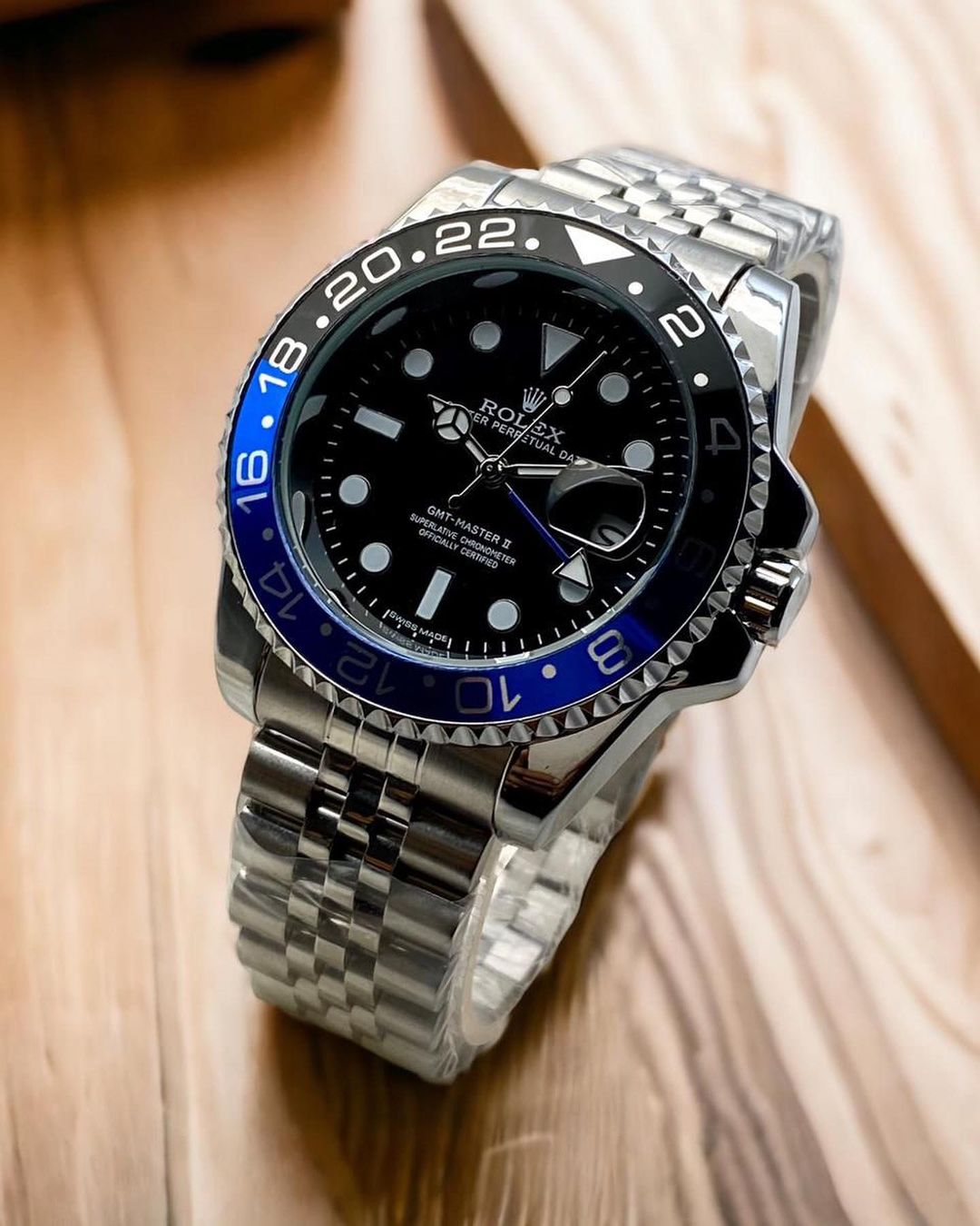 Stainless Steel Rolex Watch With Double Color