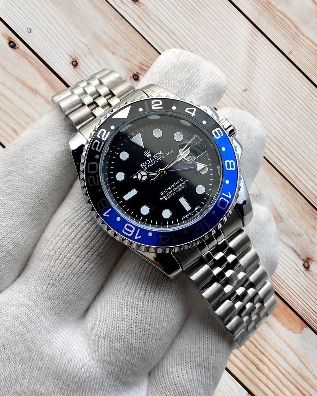 Stainless Steel Rolex Watch With Double Color